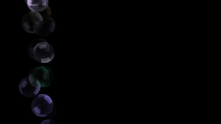 Background with a variety of multi-colored translucent soap bubbles.の写真素材