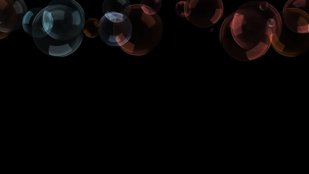 Background with a variety of multi-colored translucent soap bubbles.の写真素材