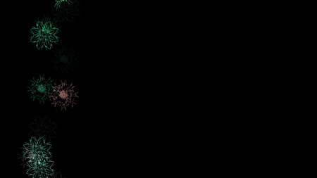 Abstract background with a variety of colorful snowflakes. Big and small.の写真素材
