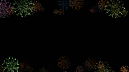 Abstract background with a variety of colorful snowflakes. Big and small.の写真素材