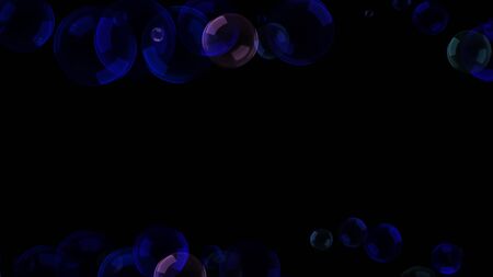 Background with a variety of multi-colored translucent soap bubbles.の写真素材