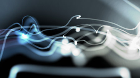 Background with color lines. Different shades and thickness.の写真素材