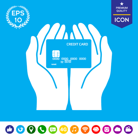 Hands holding credit card. Iconのイラスト素材