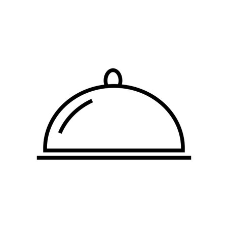 Restaurant Steel Serving Tray. Cloche line iconのイラスト素材