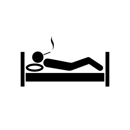 Smoking in bed iconのイラスト素材