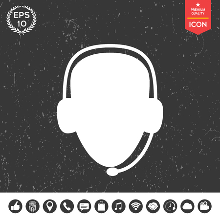 Operator in headset. Call center iconのイラスト素材