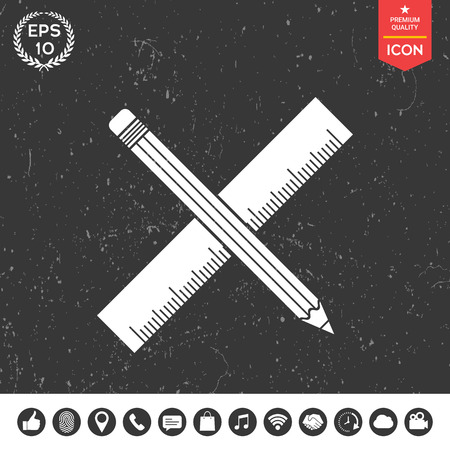 Pencil and ruler icon.のイラスト素材