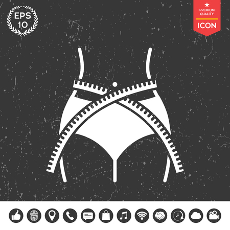 Women waist with measuring tape, weight loss, diet, waistline - iconのイラスト素材