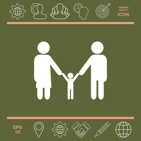 Adults with a child - family iconのイラスト素材