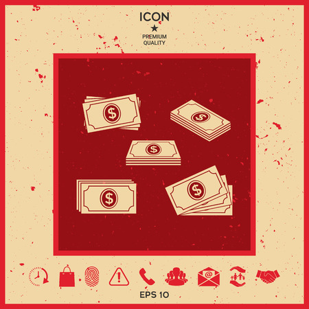 Set of Money banknotes stack iconのイラスト素材