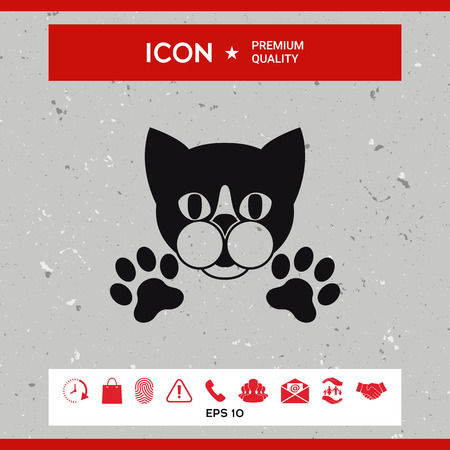 Cut Cat with paws - symbol, protect signのイラスト素材