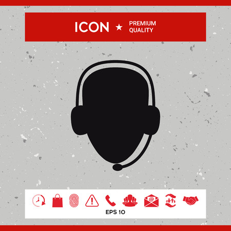 Operator in headset. Call center iconのイラスト素材
