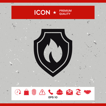 Shield with fire sign - protection iconのイラスト素材