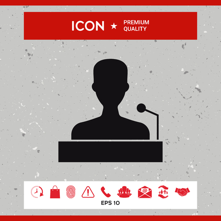 Speaker, orator speaking from tribune iconのイラスト素材