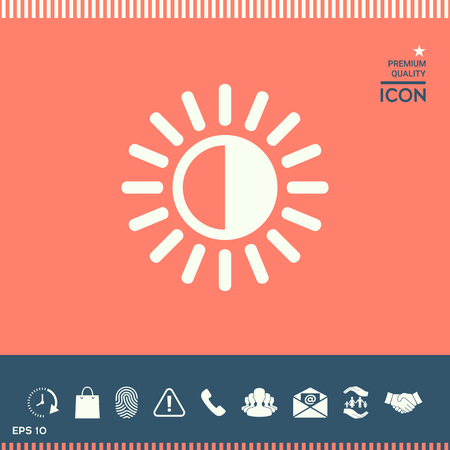 Brightness icon in white silhouette illustration, isolated on colored backgroundのイラスト素材