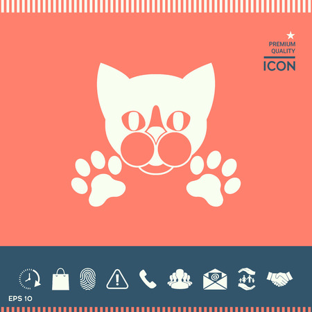 Cut Cat with paws, symbol, protect signのイラスト素材