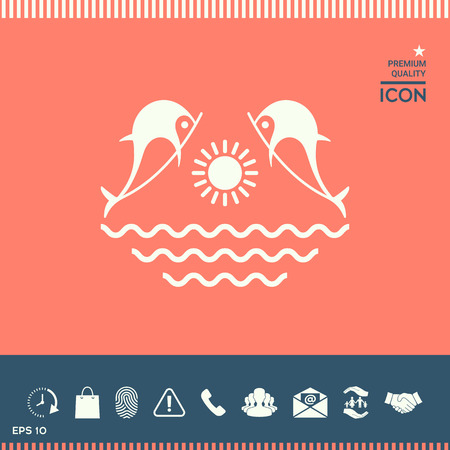 Dolphins with sunのイラスト素材