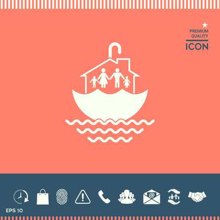 Family home security icon on plain background.のイラスト素材