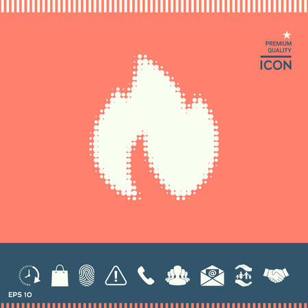 Fire, flame - halftone logo. vector illustration.のイラスト素材