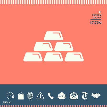 Gold bullion, gold bar iconのイラスト素材