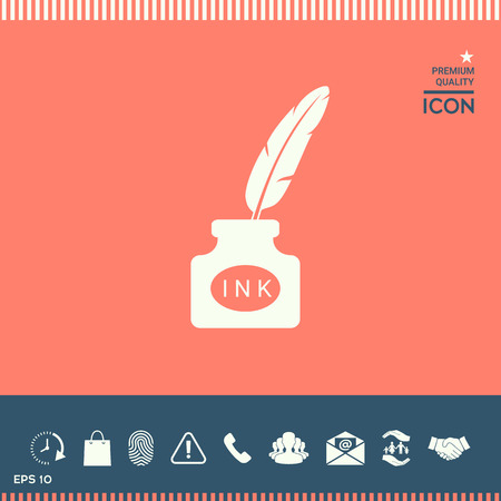 Ink bottle with feather - iconのイラスト素材