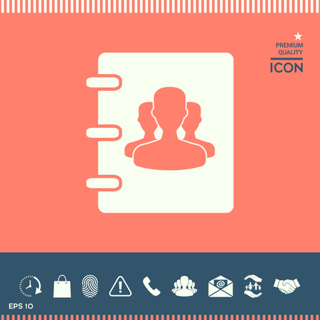 Notebook, address, phone book icon with symbol of group peopleのイラスト素材