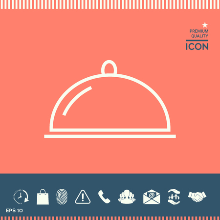 Restaurant Steel Serving Tray. Cloche line iconのイラスト素材