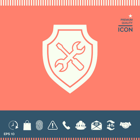 Service icon - shield with screwdriver and wrenchのイラスト素材