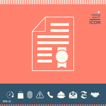 Warranty sheet of paper with a medal. Iconのイラスト素材