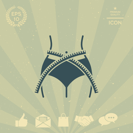 Women waist with measuring tape, weight loss, diet, waistline - iconのイラスト素材