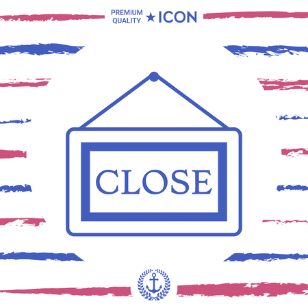 Information plate with Close sign, board hanging iconのイラスト素材