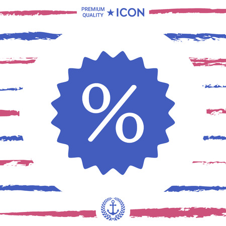 Sign, percent symbol discount icon  in royal blue silhouette illustration.のイラスト素材