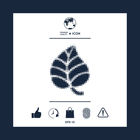 Leaf  halftone symbol on white background with blue border, vector illustration.のイラスト素材