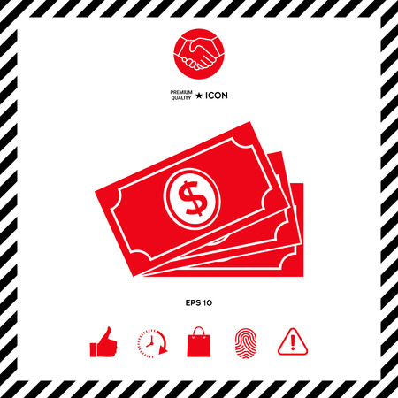 Money banknotes stack with dollar symbol, iconのイラスト素材