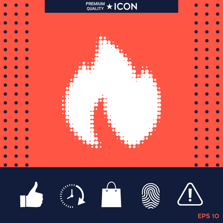 Fire, flame - halftone logo.のイラスト素材