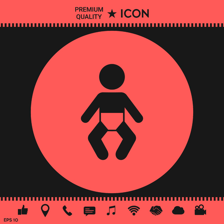 Baby icon on black and white background, vector illustration.のイラスト素材