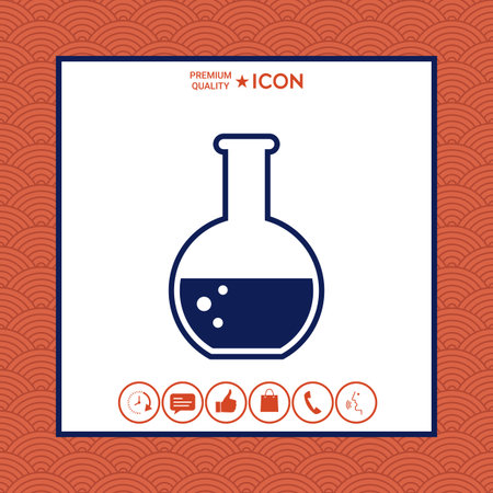 Test-tube with Bubbles symbol icon on white background with border, vector illustration.のイラスト素材