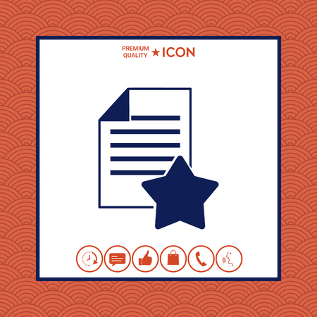 Warranty sheet of paper with a star. Icon on white background with border, vector illustration.のイラスト素材