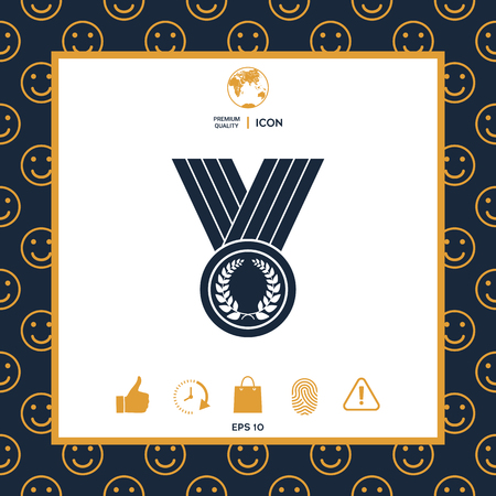 Medal with Laurel wreath, iconのイラスト素材