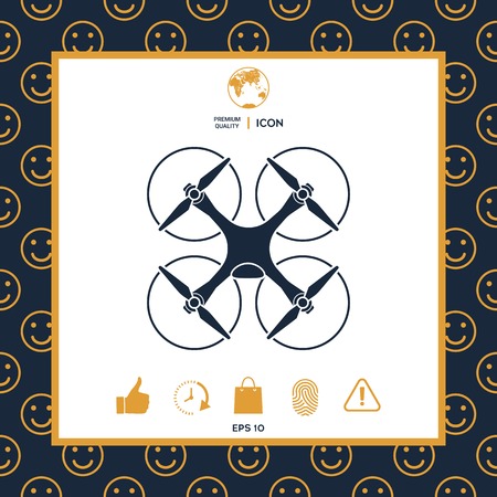 Quadcopter, flying drone iconのイラスト素材
