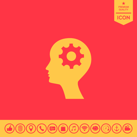 Man silhouette with gear iconのイラスト素材