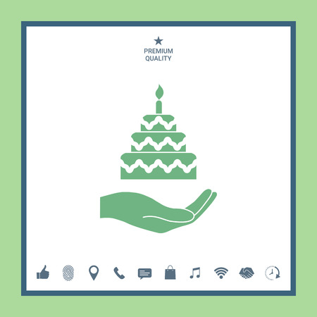 Hand holding a cake iconのイラスト素材