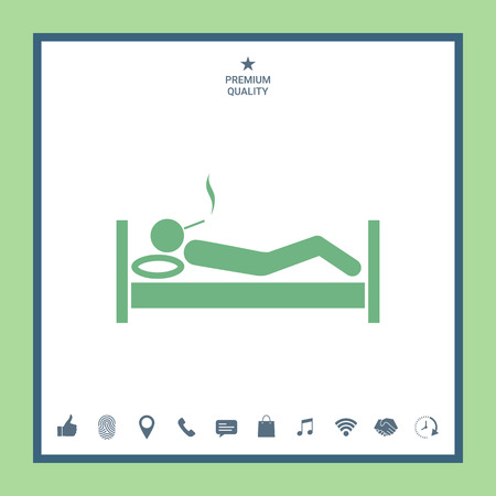 Smoking in bed iconのイラスト素材