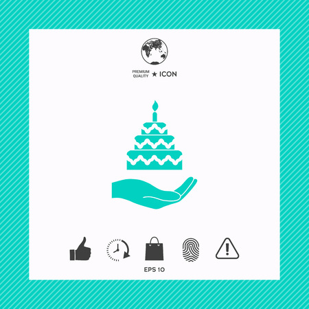 Hand holding a cake iconのイラスト素材
