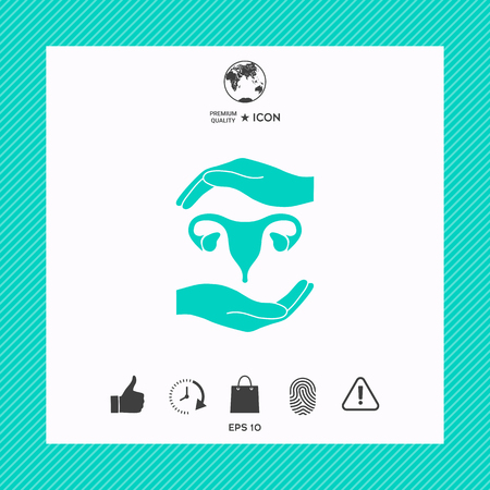 Hands holding Female uterus - protection symbolのイラスト素材