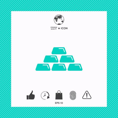 Gold bullion, gold bar iconのイラスト素材