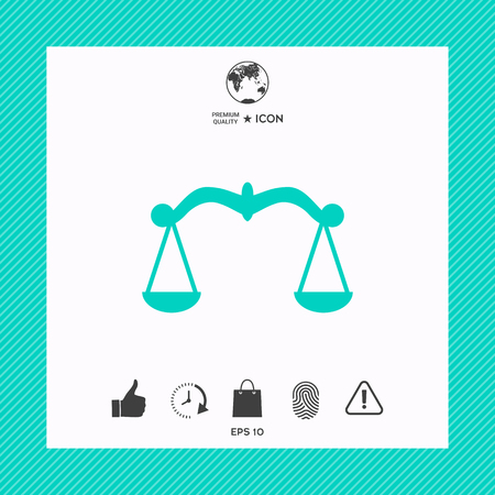 Scales Icon on turquoise square frame background.のイラスト素材