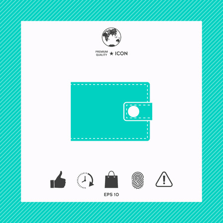 Wallet icon on turquoise square frame background.のイラスト素材