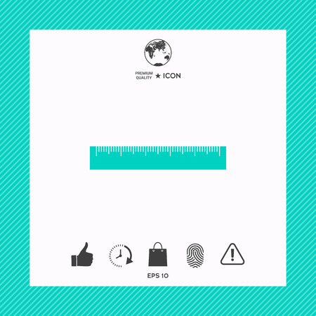 Ruler icon on turquoise square frame background.のイラスト素材