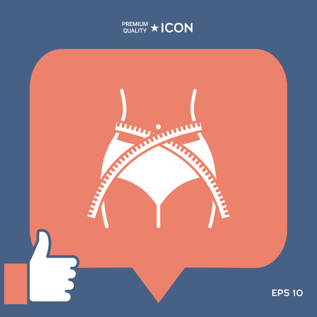 Women waist with measuring tape, weight loss, diet, waistline - iconの写真素材